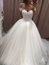 Ivory Tulle Off-the-Shoulder Sweetheart Wedding Dresses, Wedding Gowns